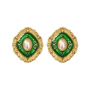 Vintage green earrings N767